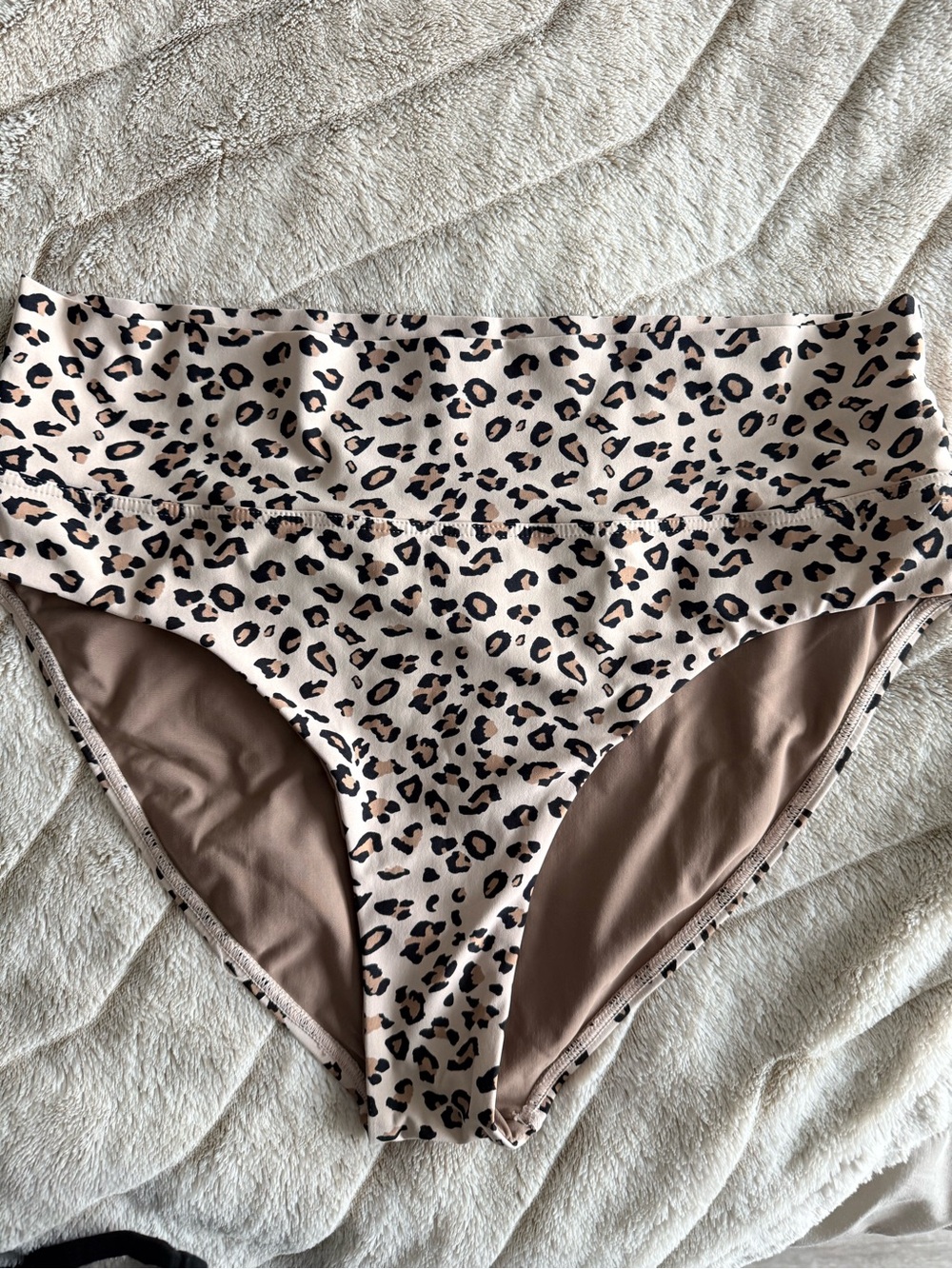 Max swim Leopard Print High-Rise Bikini Bottoms - Beige & Black never worn NWOT